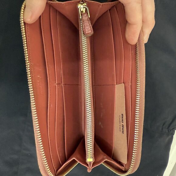 Auth MIU MIU Wallet Crocodile Embossed Leather Long Wallet Womens - Picture 8 of 9